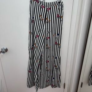 Lovers + friends flare wide leg floral striped pants